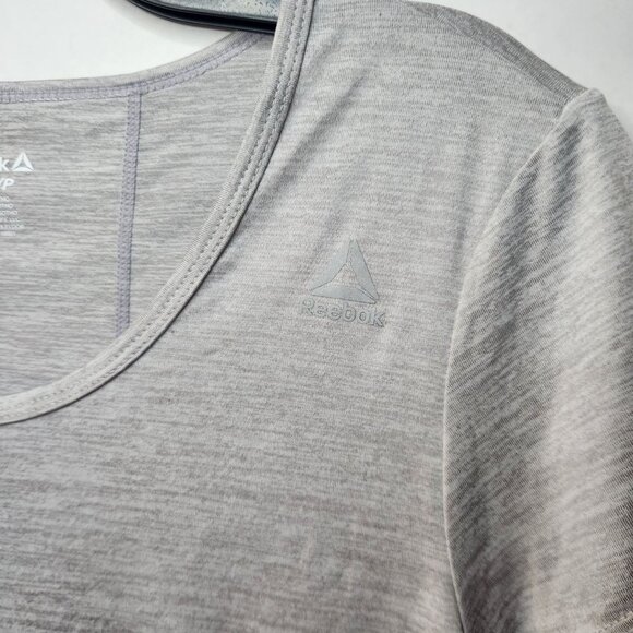 Reebok Everyday Marled Silver Sconce Heather Soft Slim Fit Training T-Shirt S - Picture 2 of 6